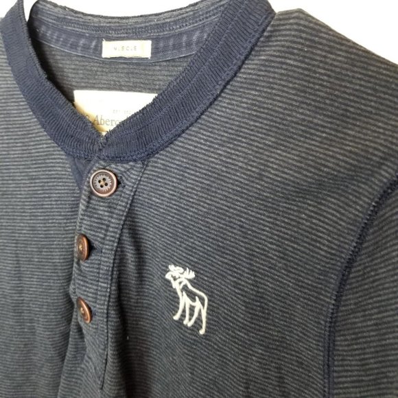 Abercrombie & Fitch Mens L Black Striped Long Slee - Picture 5 of 8